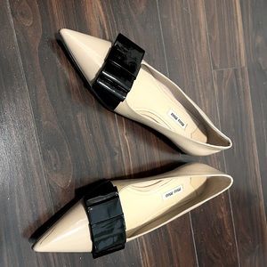 Miu Miu Patent Leather Pointed Toe Flats